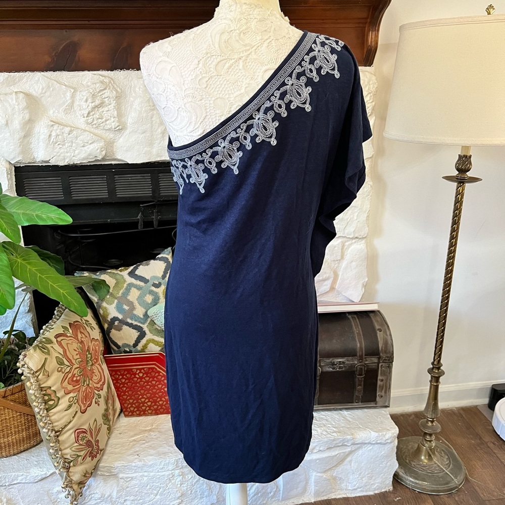 Tommy Bahama Linen Lovelin One Shoulder Dress Embroidered Size S/P NWT